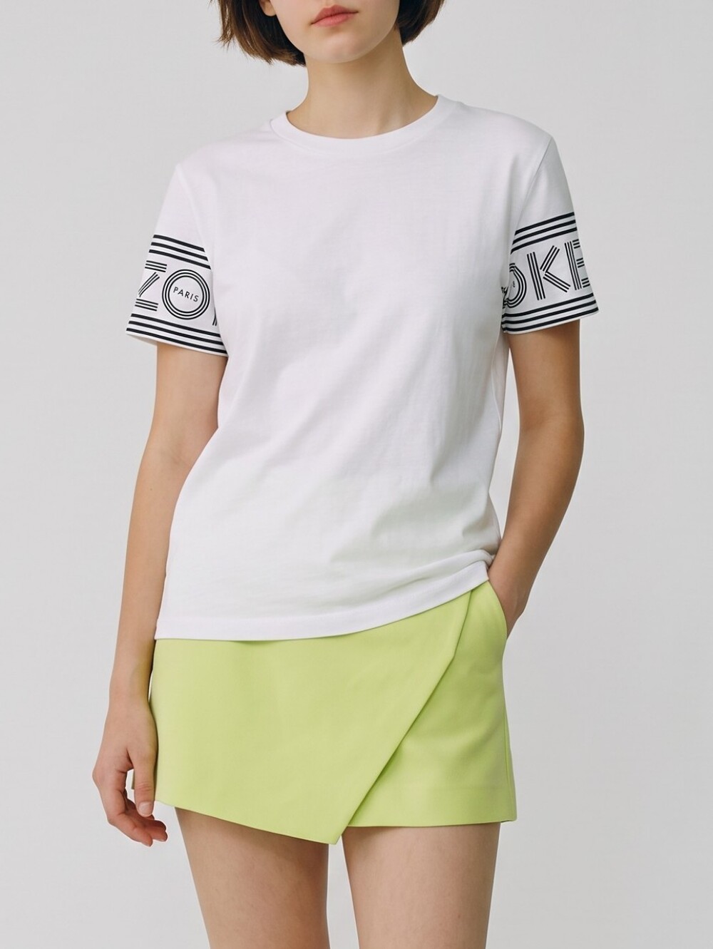 Kenzo Paris Logo Sleeve Band Crew Neck T-Shirt